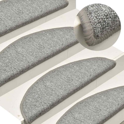  Prostirke za stepenice 30 kom 56x17x3 cm svijetlo sive poluokrugle Slike