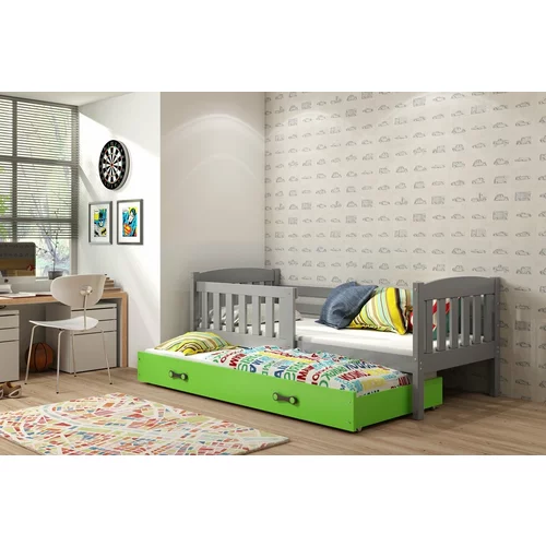BMS Group Otroška postelja Kubus z dodatnim ležiščem - 80x190 cm - grafit/zelena