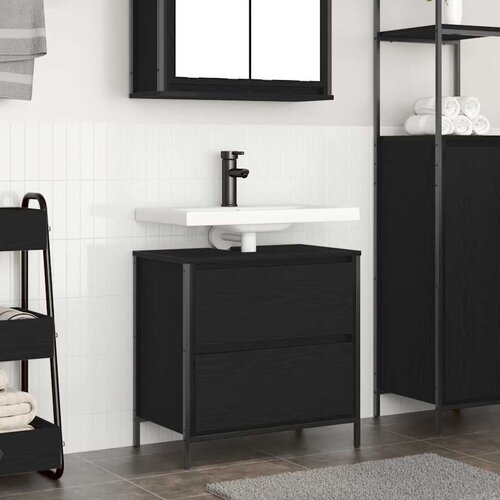 vidaXL Kopalniška omarica s predali črni hrast 60x34,5x60 cm Cene
