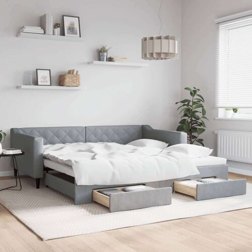 VidaXL Dnevni krevet na razvlačenje svjetlosivi 100x200 cm od tkanine Slike