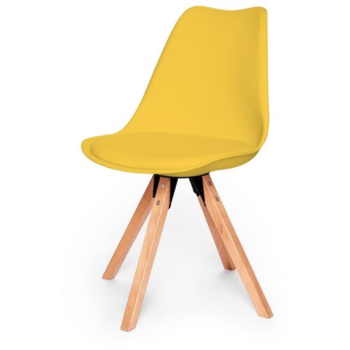Loomi.design Komplet 2 rumenih stolov z nogami iz bukovega lesa Eco Slike