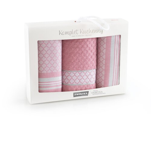 Zwoltex Unisex's Kitchen Towel Set Maroko Pink/Pattern Slike