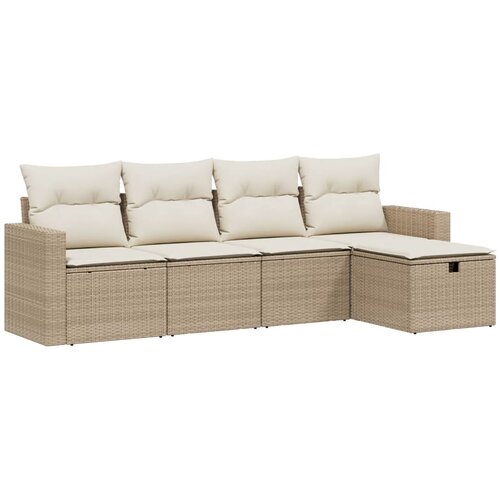  5-dijelni vrtni set sofa s jastucima bež od poliratana 83 x 62 x 69 cm Slike