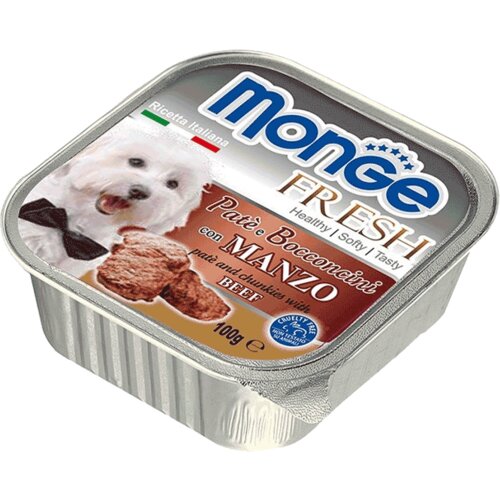 Monge Pa&amp;scaron;teta za pse sa komadićima mesa Fresh Pate, 100 g - losos Slike