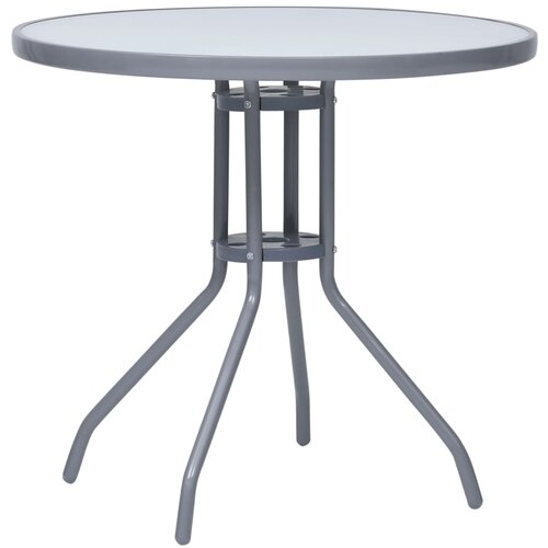 vidaXL Vrtna miza svetlo siva 80 cm jeklo in steklo, (20625412) Cene