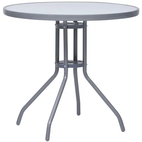 vidaXL Vrtna miza svetlo siva 80 cm jeklo in steklo, (20625412)