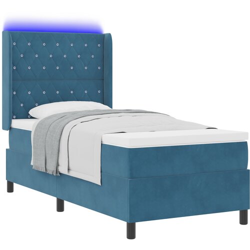vidaXL spring krevet s madracem Plava 90 x 190 cm Bar&scaron;un - Tamno plava 90 x 190 cm Kristal s dugmadima Cijene