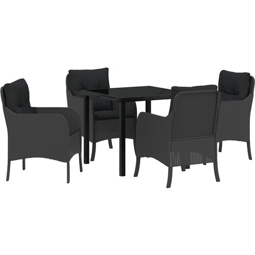 vidaXL Vrtni set za objed s jastukom 5 pcs Crna Poli ratan Cijene