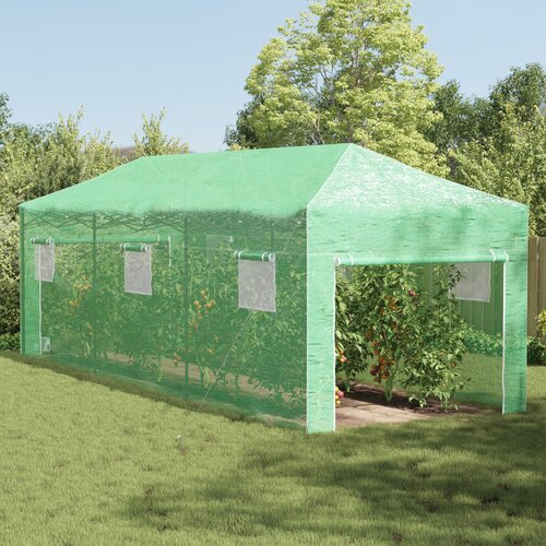 vidaXL Staklenik s ulazom s Pop-up Okvirom Zeleni 870x290x315 cm Čelik Cijene