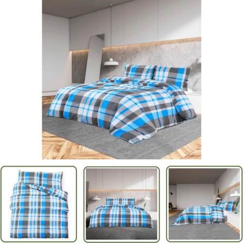 The Living Store Posteljnina modra in siva 240x220 cm bombaž - Komplet Prevlek Za Odejo, (21743868) Cene