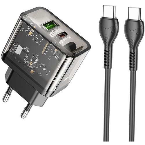 Hoco. zidni punjac USB A + Type C + kabl Type C na Type C PD QC3.0 3A 20W N34 providan Slike