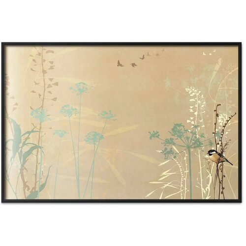 Plakat - Bird on a Meadow 90x60 Crni okvir Slike