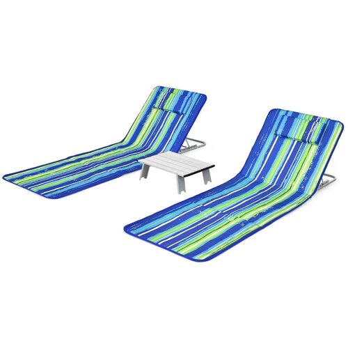 Costway Komplet ležalnikov za plažo 2 kosa Podloge za plažo z mizo, (5000035032) Cene