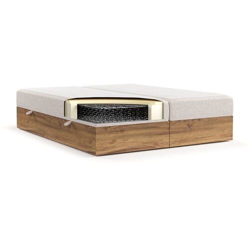 Maison de R&amp;ecirc;ve bež/u prirodnoj boji boxspring krevet s prostorom za odlaganje 200x200 cm faro &amp;ndash; Slike