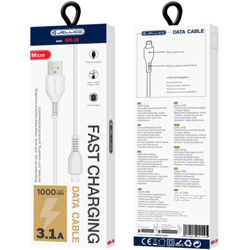 Jellico MICRO USB KABEL 3.1A ZA TELEFONE 1M S FUNKCIJO POLNJENJA IN PRENOSA, (5000334541) Cene