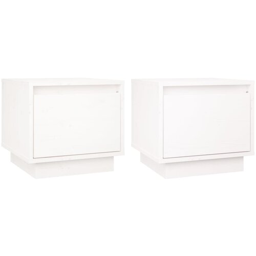 Maison Chic Dvo delni komplet Nočne omarice - Nočne mize bela 35x34x32 cm trdna borovina, (21686740) Slike