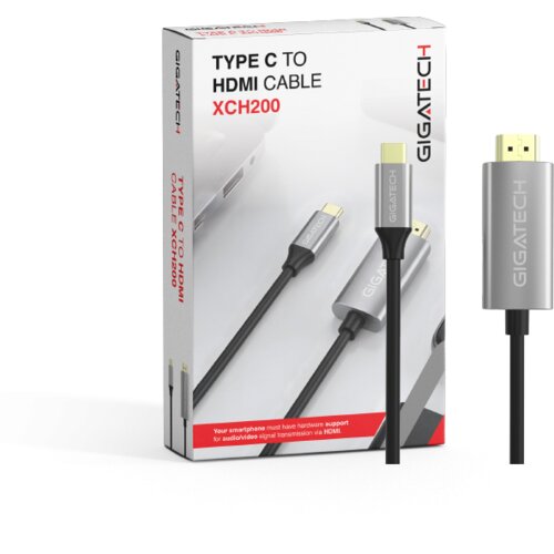 Gigatech Tip C na HDMI kabel XCH200, 2m, crni Slike
