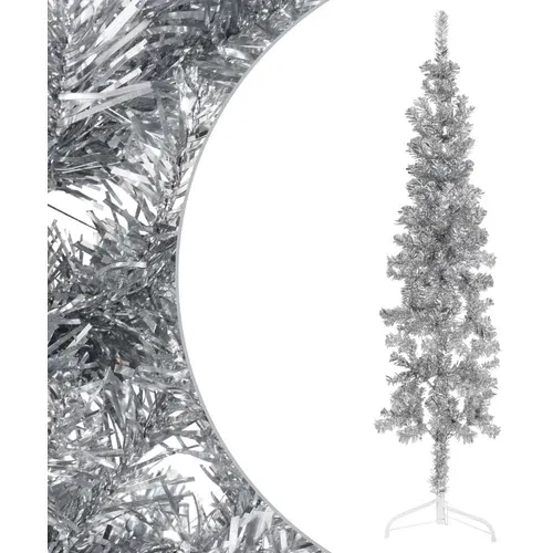 vidaXL Tanka umjetna polovica božićnog drvca sa stalkom srebrna 180 cm