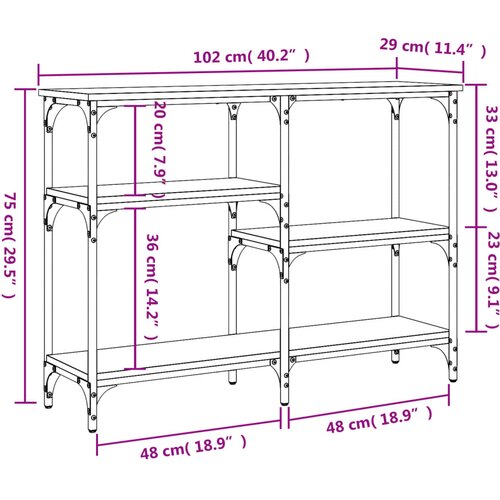  Konzolni stol boja hrasta 102x29x75 cm od konstruiranog drva Slike