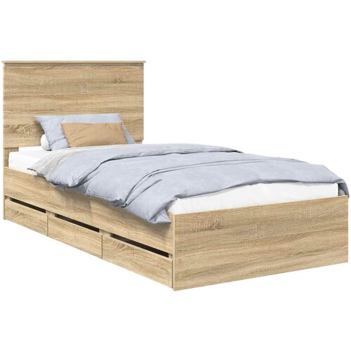 vidaXL Konstrukcija postelje s predalom Sonoma hrast 100 x 200 cm, (5000121441) Cene