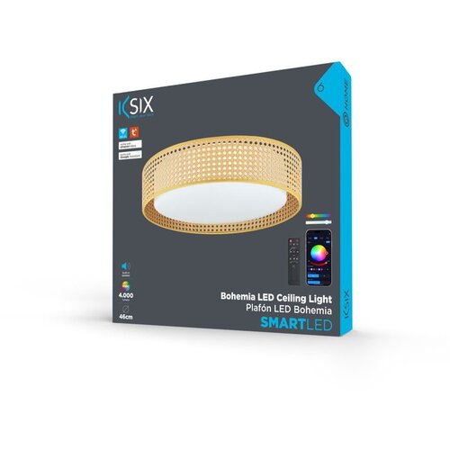 Ksix Bohemia Smart LED stropna svjetiljka, Rattan dizajn, 3W zvučnik,RGBIC + CCT Slike
