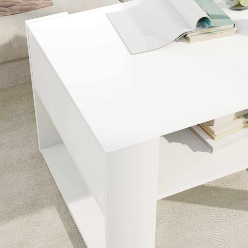  Stolić za kavu s pohranom Bijelo 66 x 53 x 45 cm Konstruirano drvo Slike