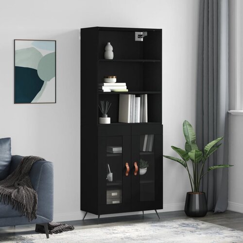 The Living Store Visoka komoda črna 69,5x34x180 cm inženirski les - Visoka Omara, (21435632) Cene