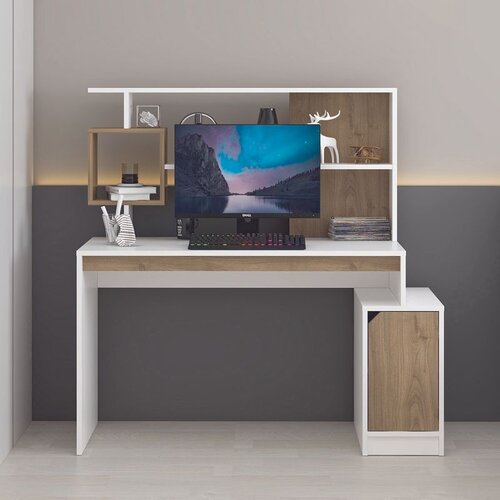 Hanah home radni sto Arlena, 121 cm, beli / orah Cene
