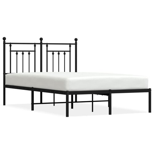 Maison Chic Kovinski Posteljni okvir - Dvoposteljna postelja - Zakonska postelja z vzglavjem črn 120x200 cm, (21693029) Slike