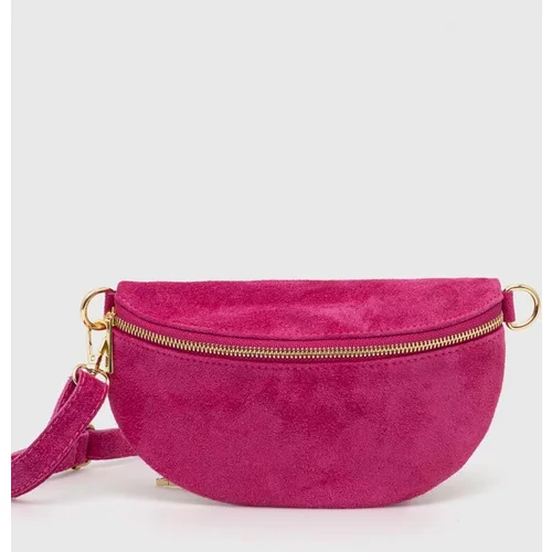 Answear Lab Semiš torbica za okoli pasu roza barva