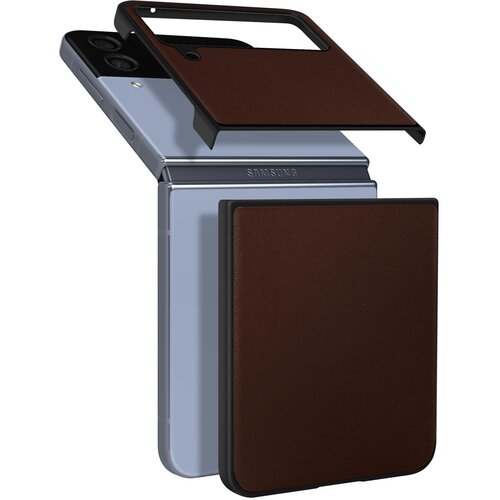 AVIZAR usnjena torbica za samsung galaxy z flip 4, izjemno tanka odporna za&scaron;cita s trdimi robovi - rjava, (20640316) Cene