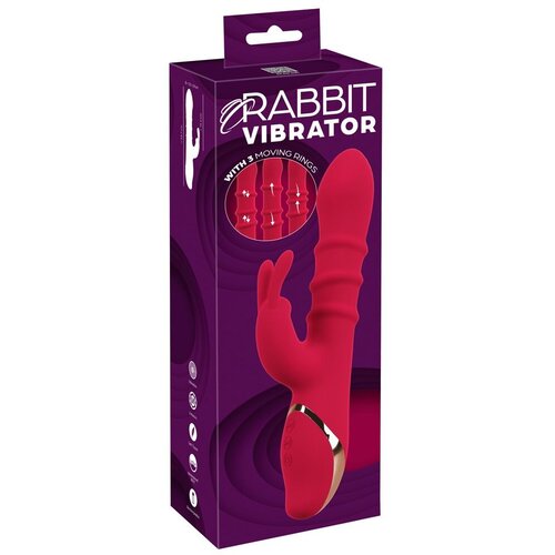 You2Toys You2 Toys Vibrator sa tri prstena Rabbit, 23.7cm, Crveni Slike