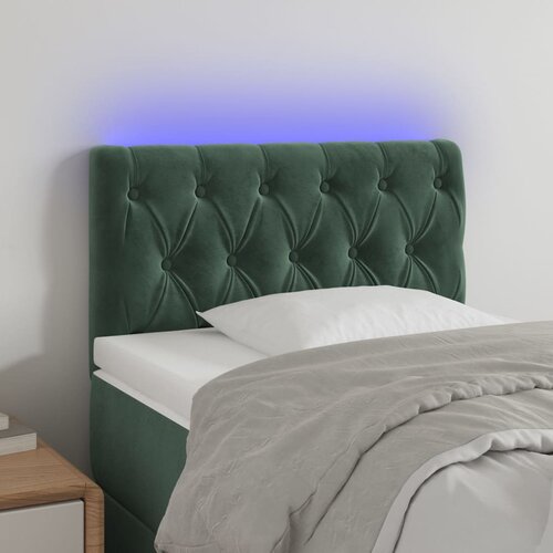 vidaXL LED posteljno vzglavje temno zeleno 80x7x78/88 cm žamet Cene