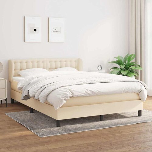  Krevet s oprugama i madracem krem 140x200 cm od tkanine Cene