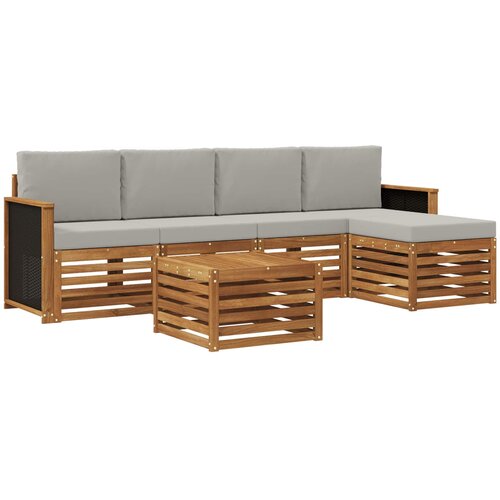  Set vanjskih sofa 6 kom. Prirodna i svjetlosiva Slike