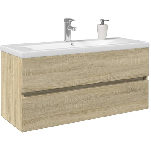  2-dijelni set kupaonskog namje&scaron;taja od keramike i drva Smeđa 100 x 38.5 x 45 cm Cijene