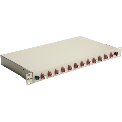 Equip 12-Port Fiber Optic Splice Box, LC Duplex, OM4, 1U, ped, Grey Slike