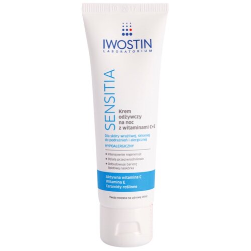 Iwostin Sensitia hranilna nočna krema z vitaminoma C in E za občutljivo in alergično kožo 50 ml Cene