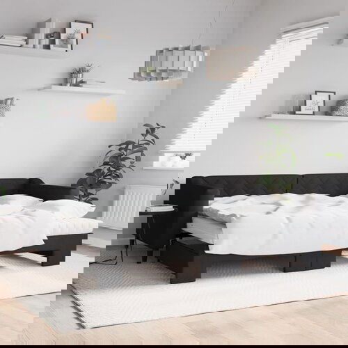 vidaXL Dnevni krevet na razvlačenje s madracima crni 90x200 cm tkanina Cene