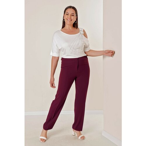 By Saygı Imported Crepe Plus Size Trousers with Elastic Sides. Cene