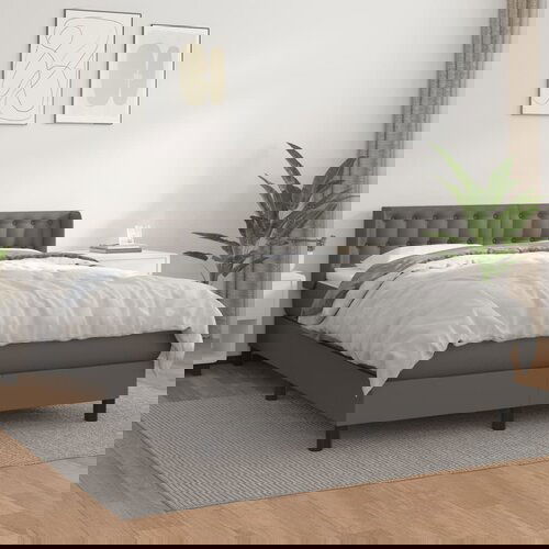 vidaXL Krevet s oprugama i madracem sivi 140x190 cm od umjetne kože Cijene