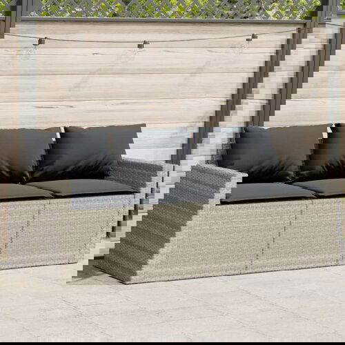 The Living Store Vrtni kavč z blazinami trosed svetlo siv poli ratan - Vrtni Kavč, (21625391) Cene