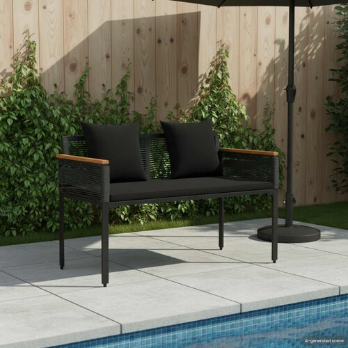  Vanjska klupa s jastukom Crna 117 x 54 x 74.5 cm poliratan Cene