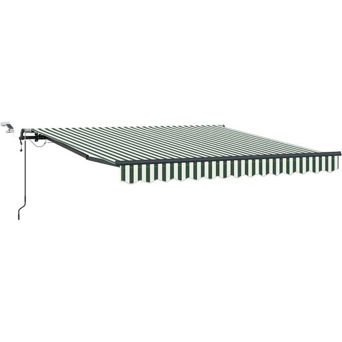vidaXL Avtomatska retraktibilna tenda z LED zeleno in belo 350x250 cm, (22150245) Cene