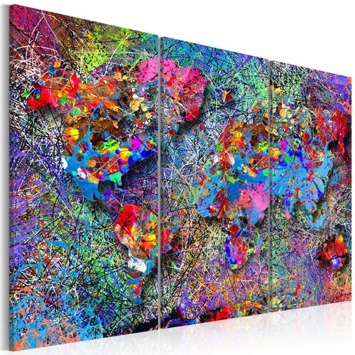  Slika - World Map: Colourful Whirl 120x80 Cijene