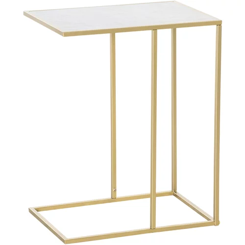 Outsunny kavna mizica z belim marmorjem in zlatim kovinskim okvirjem, kavna mizica za notranjo in zunanjo uporabo, 48x30,5x61cm, (20752990)