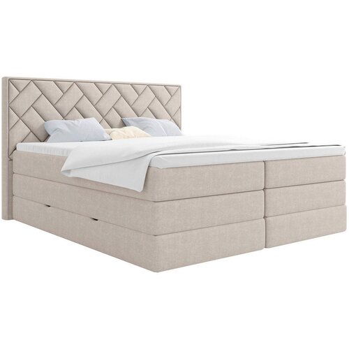MID.YOU POSTELJA BOXSPRING 140 cm x 200 cm , tekstil, leseni material bež Cene