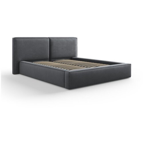 Cosmopolitan Design Tamno sivi tapecirani bračni krevet s prostorom za pohranu s podnicom 160x200 cm Arendal &amp;ndash; Slike