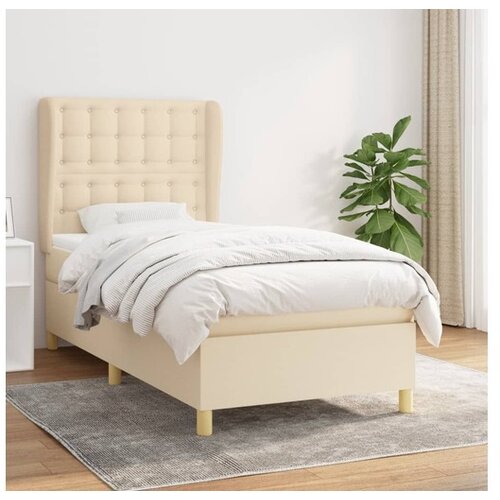  Box spring postelja z vzmetnico krem 100x200 cm blago Cene