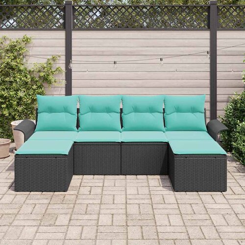 Sjedeća garnitura za vrt 6 kom. Crna Poli ratan 251 x 62 x 85 cm Slike